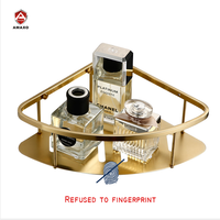 AMAXO Étagère de salle de bain pour douche murale en acier inoxydable doré Boîte en carton métallique auto-adhésive Installation moderne 1 Sets