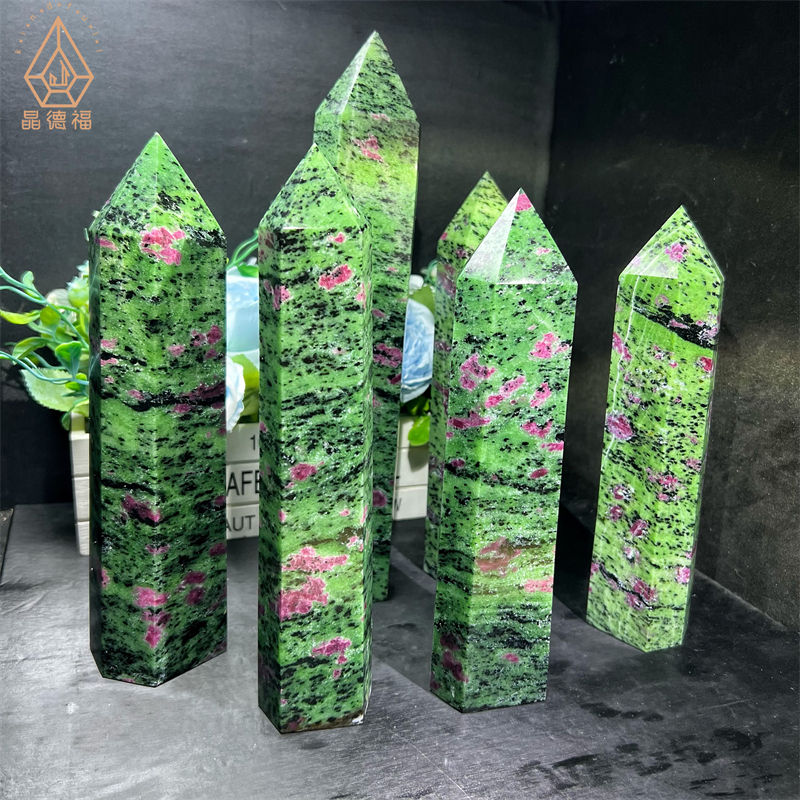 Ruby Crystal Tower High Quality Fluorescent Towers Healing Crystal Tower Ruby in Zoisite ...