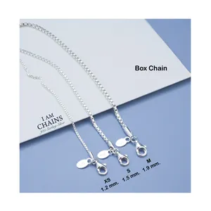 Jewelry Premium Grade Box Chain 925 Sterling Silver Necklace Finished Chain for Jewelry Making Necklace Made in Thailand