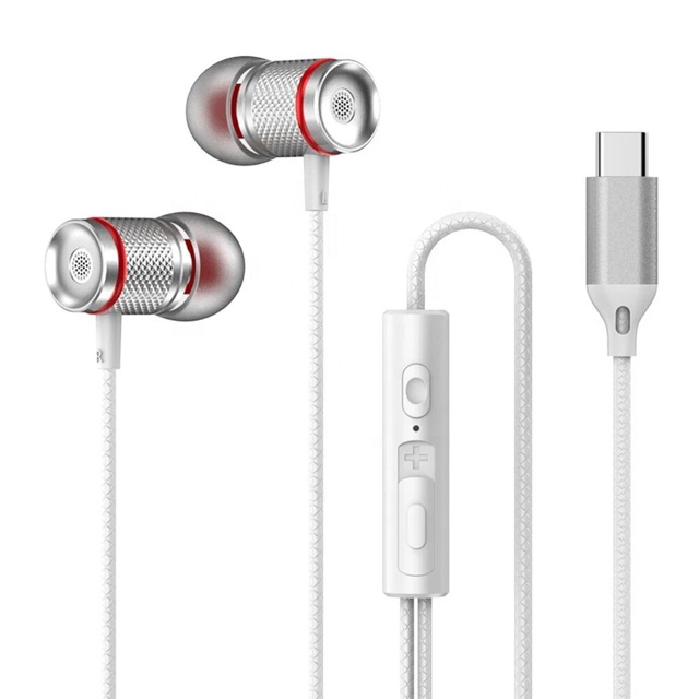 Gaming USB C Earbuds Wired In-Ear Extra Bass Hifi Sports Headset with Mic Digital USB C Phone Headphones