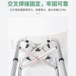 Heavy-Duty Small Square <b>Stool</b> With Backrest Non-Slip Bath Seat Aluminum Alloy Plastic Shower Chair <b>Bathroom</b> Safety Equipment - Product Image 4