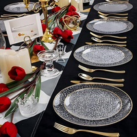 Ensemble de 350 assiettes rondes jetables en plastique PS, pour 50 invités, texture pierre, couleur et motif personnalisés pour les événements festifs