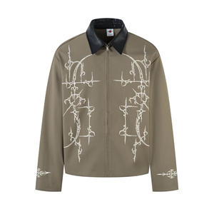 Chaqueta Gótica <span class=keywords><strong>para</strong></span> Hombre Otoño 2025, Estilo Urbano de Marca Moderna, <span class=keywords><strong>Cierre</strong></span> de Cremallera, Diseño Americano con Espinas <span class=keywords><strong>para</strong></span> Invierno - Product Image 4