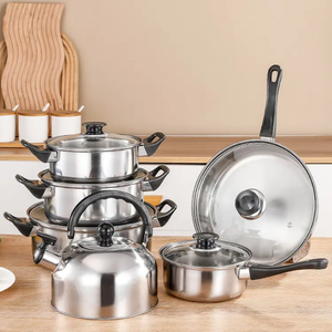 12 cái của thép không gỉ <span class=keywords><strong>Cookware</strong></span> <span class=keywords><strong>Set</strong></span> với Bakelite kết hợp xử lý nấu ăn nồi <span class=keywords><strong>Set</strong></span> - Product Image 5