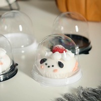 Boîtes à gâteaux en plastique noir blanc or 8cm de haut couvercle transparent jetable Dessert Mousse conteneur d'emballage