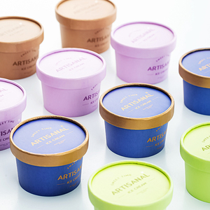 Cundao <span class=keywords><strong>Logo</strong></span> In 2/3/4/5/6/8/9/10/12/16/18/20/32Oz Đầy Màu Sắc Dùng Một Lần Sữa Chua Bát Giấy <span class=keywords><strong>Ice</strong></span> <span class=keywords><strong>Cream</strong></span> Cup Với Nắp Đậy - Product Image 3