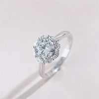 Bague de fiançailles exclusive en or blanc 18 carats avec diamant de laboratoire, motif étoile ronde fine, pour femme