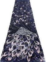 Tissu en dentelle à mailles NI.AI Olive Purple Luxury Beads Peacock Feather pour robe de mariée, occasion formelle, robe de soirée pour femmes