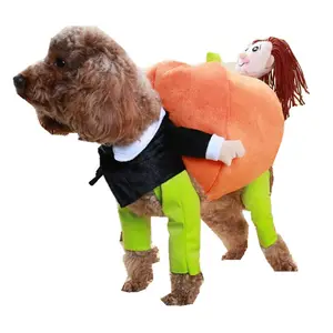 Costume drôle de citrouille pour animaux de compagnie vêtements de citrouille de chien debout drôle méchant tenant des vêtements d'automne et d'hiver de citrouille