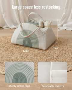 <span class=keywords><strong>Cesta</strong></span> Organizadora de Pañales para Bebé de Cuerda de Algodón, Tema Arcoíris, Contenedor de Almacenamiento para Guardería, Mochila, <span class=keywords><strong>Cesta</strong></span> de Viaje para Coche, <span class=keywords><strong>Cesta</strong></span> de Cuerda Tejida para Bebé - Product Image 5