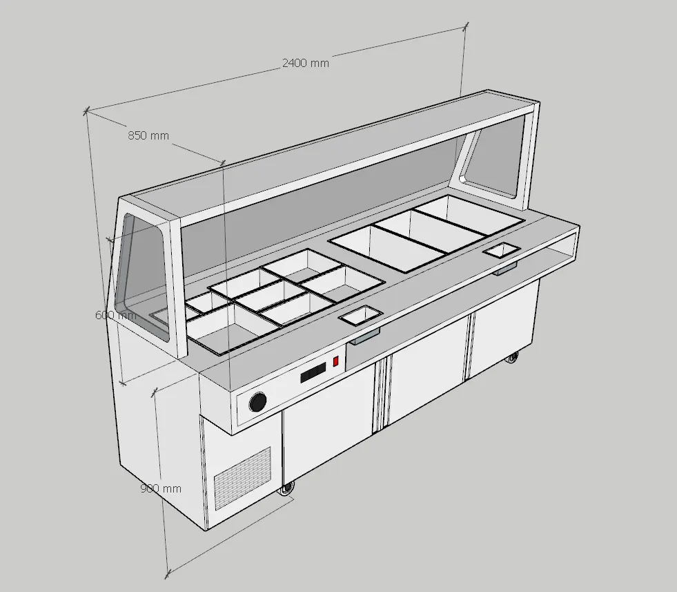 Electric Buffet Counter Display Food Warmer Cooling Buffet Table