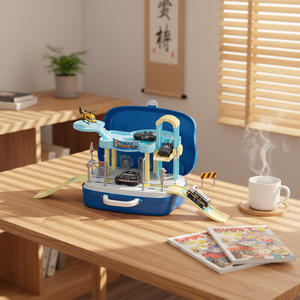 Valise de jeu multifonctionnelle pour enfants avec circuit de voitures, modèles de voitures, <span class=keywords><strong>parking</strong></span> de rangement et fonction de jeu d'imitation, jouet préscolaire - Product Image 3