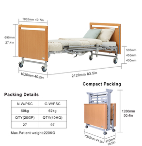 Cama Hospitalaria Eléctrica para Cuidado de Ancianos, Respaldo y Reposapiés Ajustables, Capacidad de 205 kg, Uso Doméstico y Hospitalario, Cuidado Diario en el Hogar - Product Image 5