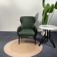 Fauteuil Modèle 8118 en PU, fauteuil lounge individuel rembourré avec pieds en bois massif pour salon, chambre et salle de réception