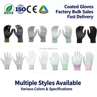 Gants de travail gris en polyester 13 jauges enduits PU, anti-statiques, de qualité supérieure, vente en gros