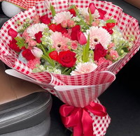 Papier d'emballage Aierdlorist à carreaux et rayures pour bouquets, revêtement OPP, papier à carreaux pour pique-niques d'été, matériaux DIY pour fleuristes et arrangements floraux