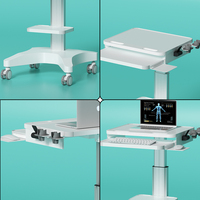 Chariot médical mobile pour ordinateur portable d'hôpital, directement de l'usine, en alliage d'aluminium + plastique ABS, capacité de charge de 10 kg, 4 roulettes silencieuses, clavier et souris
