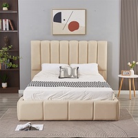 Mobilier complet de luxe moderne pour chambre à coucher Cadre de lit double cercle Espace de rangement Convertible Style doux Cadre de lit Queen King