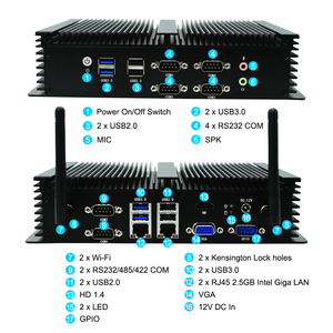 Mini PC industriel sans ventilateur, Core I7 1165G7, 6 ports COM, 2 ports LAN, HD VGA, signalisation numérique / passerelle IoT / système de contrôle industriel - Product Image 1