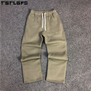 Pantalons de survêtement pour hommes avec logo personnalisé automne solide durable poids moyen coton vintage jambe droite large évasée baggy taille élastique - Product Image 4