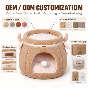 Wholesale Custom Warm Cave Dog Cat Bed Indoor Pet House Plush Washable Medium Small <b>Nest</b> Cushion Puppy Kitten Supplies OEM & ODM - Product Image 3