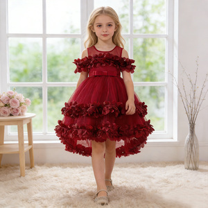 Elegante Vestido <span class=keywords><strong>de</strong></span> Princesa para <span class=keywords><strong>Niñas</strong></span>, Traje Formal <span class=keywords><strong>de</strong></span> Boda, Vestido <span class=keywords><strong>de</strong></span> Verano con Hermosa Decoración Floral, Vestido <span class=keywords><strong>de</strong></span> Fiesta Infantil - Product Image 1