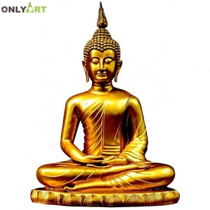 屋外の大きな立っているゴールデンブロンズタイの仏像 - Product Image 4