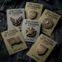 Collection de broches émaillées patriotiques vintage FANKE en bronze, 1776-2026, 250 ans du drapeau américain, ensemble de broches de revers étoile et bouclier