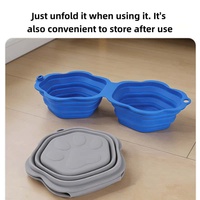 Bol d'alimentation et d'eau portable en silicone deux-en-un, étanche, pour animaux de compagnie, avec design pliable pour chats et chiens