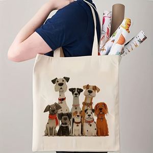 Sac fourre-tout créatif en toile à motif écharpe pour chiot, grande capacité, écologique, réutilisable, multifonctionnel, pour le shopping, idéal pour l'hiver - Product Image 1