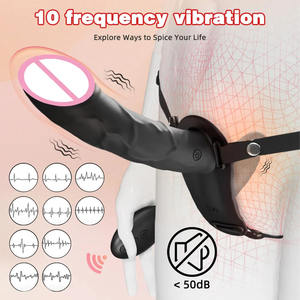 Tragbarer Elektrischer Doppelkopf-Strapon-<span class=keywords><strong>Vibrator</strong></span> mit Künstlichem Penis für Lesben, Vibrations-Sexspielzeug, Strap-On-Gürtel-Dildos für Frauen - Product Image 2