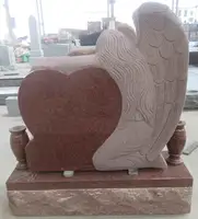 단일 심장 모양의 천사 화강암 묘비와 기념물