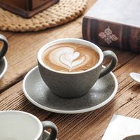 Ensemble de tasse et de soucoupe en céramique de granit - Tasse à expresso rétro de luxe pour cappuccino, latte art, café à domicile