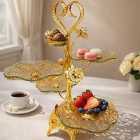 Plateau à fruits en fer forgé à quatre compartiments, style européen et américain haut de gamme, créatif, luxe léger, ornements de table basse, fait main, moderne