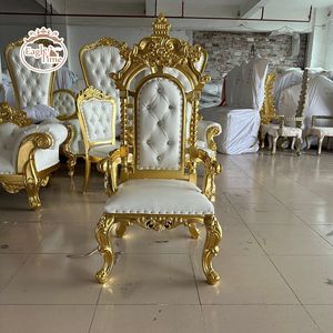 Satılık lüks ucuz otel düğün taht sandalye beyaz kraliçe kral altın taç taht Silla Del Trono sandalyeler - Product Image 1