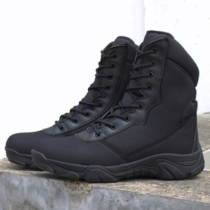 Stivali <span class=keywords><strong>tattici</strong></span> della giungla del deserto da trekking all'aperto in vera pelle impermeabile nera personalizzata diretta in fabbrica - Product Image 5