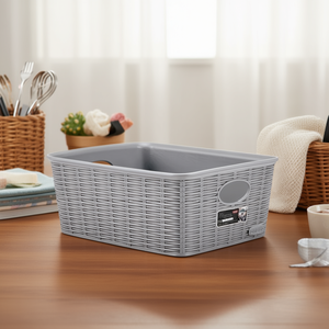 Cesta alta de plástico (25x19x10cm) ELEGANCE Gris piedra 30988 - Product Image 3