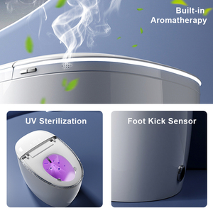 Inodoro Inteligente con Control por Voz en Alemán, Francés y Español, Bidé Inteligente Montado en el Suelo, sin Tanque, con Asiento Calefactado UV, WC Moderno <span class=keywords><strong>de</strong></span> Lujo - Product Image 6