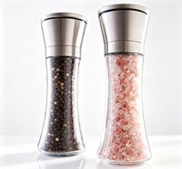 Bouteille en verre haute avec moulin en plastique, kit moulin à sel et poivre en plastique, bouteille en verre transparente avec bouchon moulin en plastique