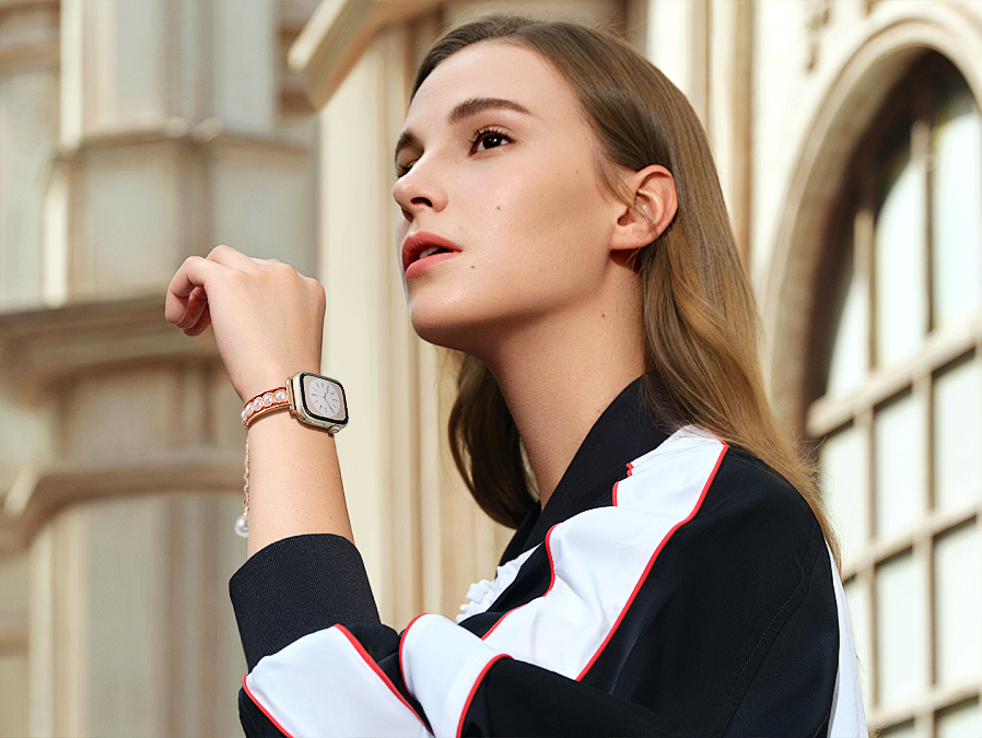 Fashionable Women Strap for IWatch Series 7 Luxury Stainless Steel Metal Bracelet Strap for Apple Watch Bands