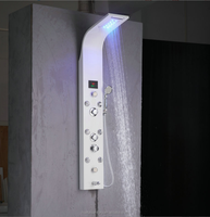 Jets de douche à led hydro, panneau de douche de luxe multifonction noir moderne massage, 6 pièces