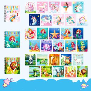 Jeux de cerveau autocollant peinture livres pour enfants sirène animaux conceptions peinture par autocollants fête anniversaire cadeaux pour filles garçon - Product Image 2