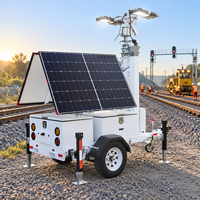 Tour d'éclairage solaire télescopique de 7 m, 300 W LED DC24V avec 2 panneaux de 490 W pour la construction hors réseau