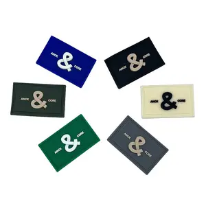 ANCK Label silikon tahan air, aksesoris garmen Logo merek lembut Pvc Opp tas karet dapat dicuci timbul