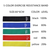 Lot de bandes de résistance pour les fessiers en tissu polyester avec logo personnalisé, 5 bandes d'exercice fitness, sac de transport inclus