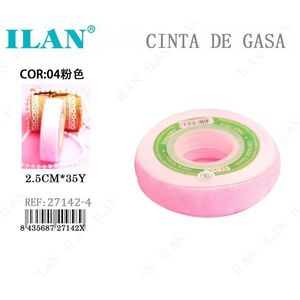 Nastro di Gasa Rosa 2.5Cm X 35Y per Artigianato e Decorazione - Product Image 1