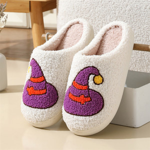 Chaussons d'hiver en peluche douce <span class=keywords><strong>pour</strong></span> dames Halloween Citrouille <span class=keywords><strong>chien</strong></span> Home Indoor Non-Slip Cotton Slippers - Product Image 4