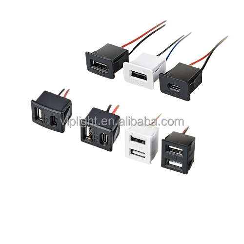 Type-c+USB Two-in-one Double Layer USB Female Base Type-C Charging Socket Power Socket with Cable Connector for Table Lamp