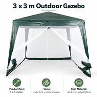 Tonnelle de jardin extérieure 3x3m avec moustiquaires latérales, structure métallique portable pour camping, patio et jardin