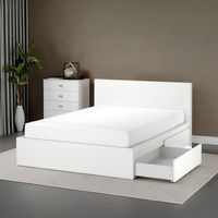 Lit en bois massif moderne - Durable et résistant, tailles Full/Queen/King avec deux tiroirs pour chambre à coucher